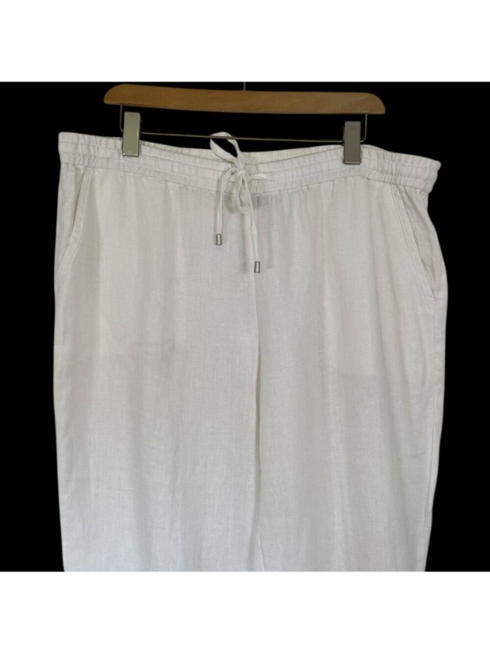 Tommy Bahama Two Palms Linen Pants Women Sz L Drawstring Pull-On White Comfort - Picture 14 of 15
